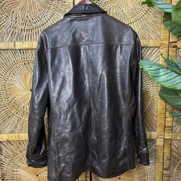 Banana Republic Men’s Brown Genuine Leather Coat Jacket Size Large - Picture 11 of 11